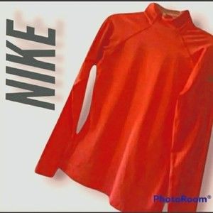 NWOT NIKE PRO MOCK NECK LONG SLEEVE ORANGE THUMBHOLES SIZE MEDIUM M